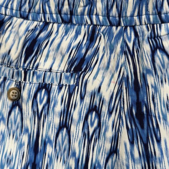 Caribbean Joe Large Shorts Abstract High-Rise Pockets Elastic Waist Blue Hue New - Picture 4 of 7